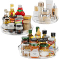 3 Pack Lazy Susan Organizer, Clear Lazy Susan Turntable Organizer for Cabinet, Kitchen, Refrigerator, Pantry, Bathroom, Rotating Spice Organization, 3 Size 9.25'' 10.6'' 12'', Acrylic