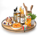 21" Lazy Susan Oak Wood Turntable Organizer for Cabinet, Farmhouse Round Wooden Large Lazy Susan Organization and Storage for Dining Table, Pantry, Kitchen, Countertop, Cupboard, Home Decor
