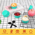 Cupcake Pans with Dome Lids 100 Pack,LNYZQUS 5oz Mini Aluminum Baking Pans Cupcake Cups Muffin Tin,Disposable Ramekins Mini Cake Pans Cupcake Containers Holders -Cyan Blue