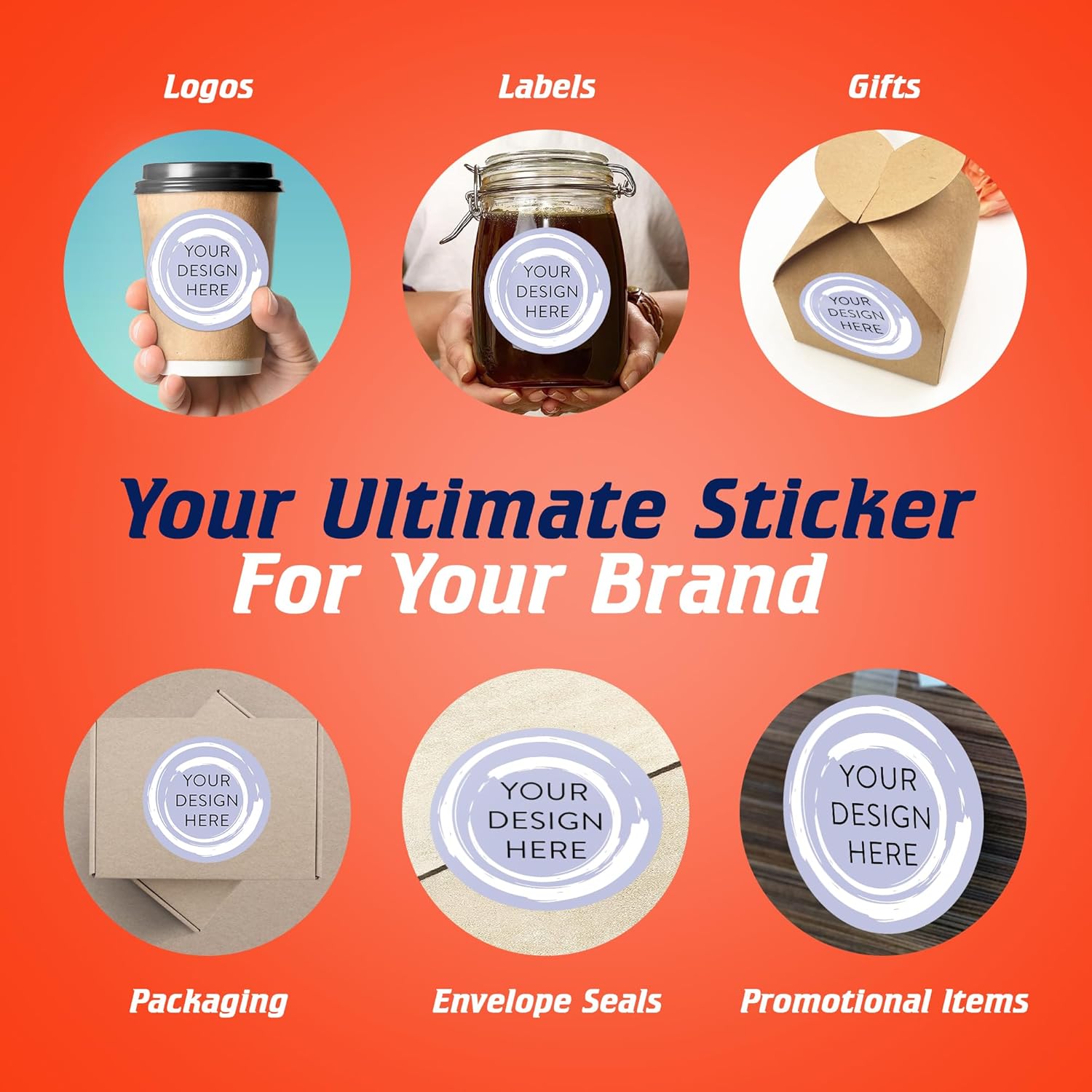 100 Custom Vinyl Stickers - Upload Your own Image, Text, Design, Logo - Personalized Logo Labels for Handmade, Packaging, Bottle, Jars, Candle, Brand Stickers (Lavender Swirls, 5x5)