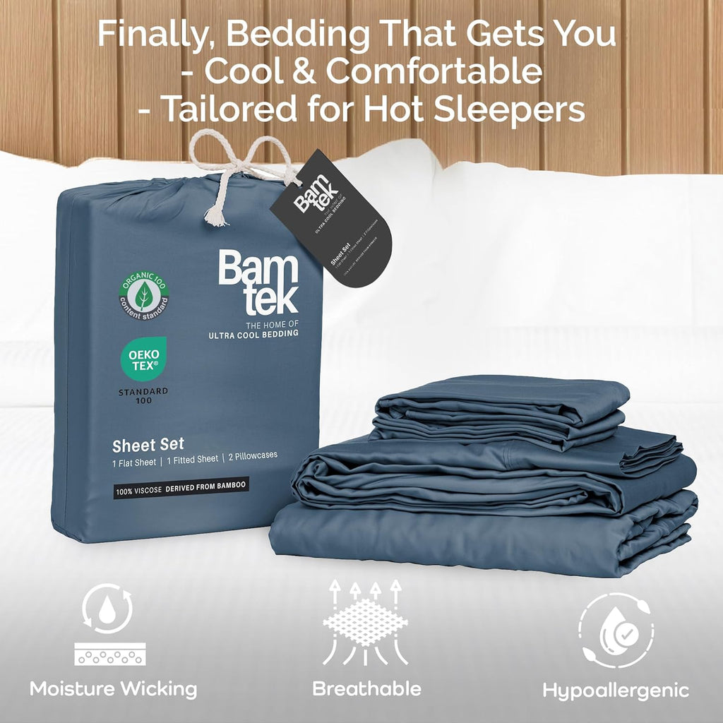 100% Viscose from Bamboo Sheets California King Size, Super Soft Bedding Set, 4PC Cooling Sheets for Hot Sleepers, Vegan Silk Moisture Wicking, Organically Grown Bedsheet, Storm - 72" x 84"