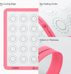 446ºF Heat Resistant Macaron Mat: U-Taste 11x11in Non Stick Silicone Baking Mat, Reusable Cookies Pastry Sheet Liner with Edge Enhancement & Circle Measurement for Square Cake Pan (2 PCS, Pink)