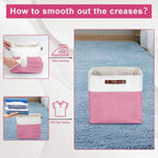 13x13 Cube Storage Bins, Collapsible Fabric Storage Box, 4 Pack Closet Baskets with Handles for Organizing, Shelf, Toys, Clothes, Home, Office, Nursery (Pink&White)