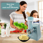 One-Touch Control Cheese Grater Machine - Electric Shredder for Vegetables, Fruits, Potato - Salad Maker with 5 Free Attachments, Green