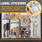SpaceAid Bamboo Drawer Dividers with Inserts and Labels, Kitchen Adjustable Drawer Organizers, Expandable Organization for Home, Office, Dressers, 4 Dividers with 9 Inserts (17"-22" Black)