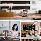 CEHNCEH Coffee Pod Carousel Organizer: Compatible with 40 Keurig K-Cup Pods, Large Compacity Coffee Capsule Holder, NEW Modern Design, Home or Office Kitchen Counter Organizer(Black)