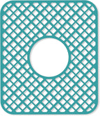 2 Pack Silicone Sink Protector for Kitchen Sink, Lozenge Pattern 13 x 11 inches Sink Grid Mat Silicone Protectors, Center Drain, Green