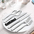 LIANYU 29-Piece Silverware Flatware Set for 4, Plus Steak Knives and Serving Utensils, Stainless Steel Cutlery Set, Eating Utensils Tableware with Scalloped Edge, Dishwasher Safe