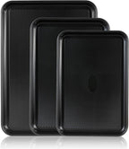 SS&CC Nonstick Baking Sheet Pan Set of 3, 0.8mm Carbon Steel Cookie Sheets for Oven - Half/Quarter/Jelly Roll Pans with Diamond Texture, PFOA-Free & Oven Safe (17.5x12, 15.5x10.2, 13.5x9.5 Inch)