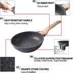 9.5 inch Nonstick Frying Skillet, Granite Coating Omelette Pan, 100% PFOA Free, Healthy Nonstick Stone Frying Chef's Skillet
