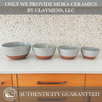 Mora Ceramic Large Mixing Bowls - Set of 2 Nesting Bowls for Cooking, Serving, Popcorn, Salad etc - Microwavable Kitchen Stoneware, Oven, Microwave and Dishwasher Safe - Extra Big 2.5 & 1.6 Qt - Grey