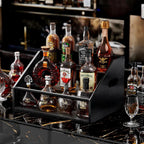 2Pack 3 Tier Wood Liquor Bottle Display Shelf, Coffee Syrup Organizer Rack, Wine Racks Countertop, Bar Shelf for Vodka Tequila Whiskey, Liquor Cabinet for Home Decor, Mini Bar, Black Bar Organizer