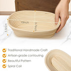 2PCS Banneton Bread Proofing Basket - 10 Inch Oval Banneton Basket and Linen Liner，Sourdough Bread Baking Supplies