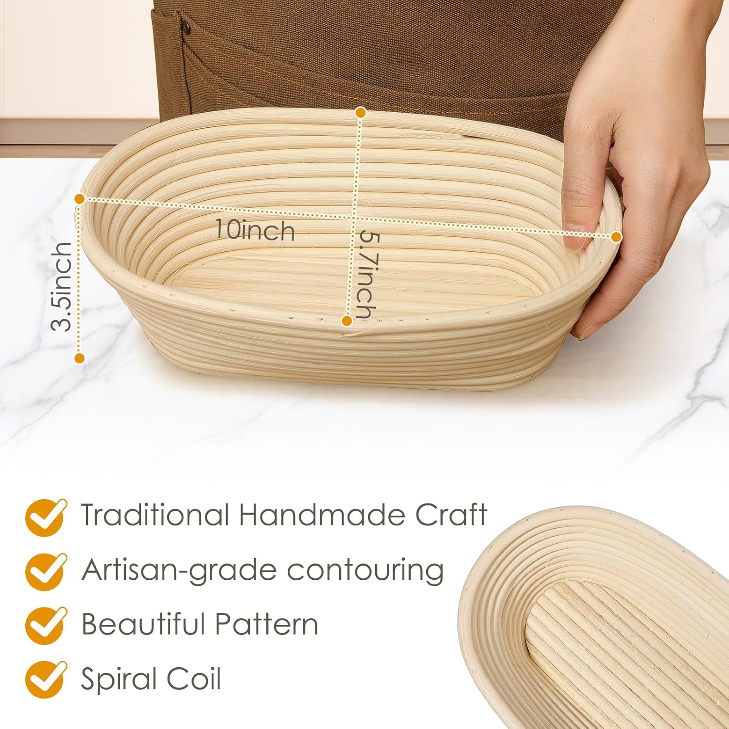 2PCS Banneton Bread Proofing Basket - 10 Inch Oval Banneton Basket and Linen Liner，Sourdough Bread Baking Supplies