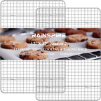 Rainspire Cooling Rack Stainless Steel, Heavy Duty Cooling Racks for Cooking and Baking, Oven Safe Wire Rack for Cooking, Baking Rack for Oven Cooking Fits Half Sheet Cookie Pan, 12" x 17", 2-Pack