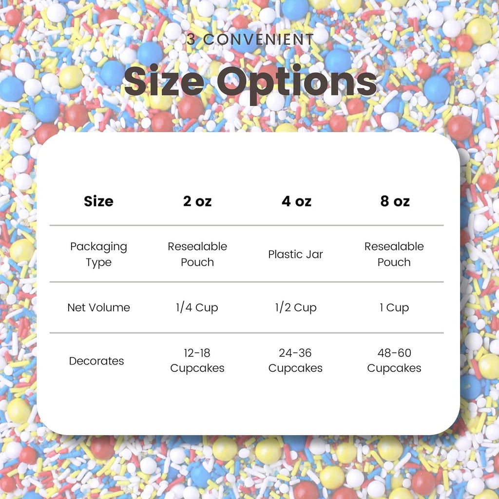 Sprinkle Pop Crash! Boom! Pow! Sprinkle Mix| Red Yellow Blue White Sprinkles| Superhero Cartoon Comic Book Themed Birthday Sprinkles Made in USA for Decorating Cupcakes Cakes Cookies Ice Cream, 2oz