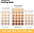 Rainspire Cooling Rack Stainless Steel, Heavy Duty Cooling Racks for Cooking and Baking, Oven Safe Wire Rack for Cooking, Baking Rack for Oven Cooking Fits Half Sheet Cookie Pan, 12" x 17", 2-Pack