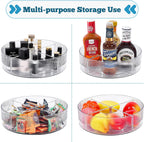 FreshKeeper Plastic Lazy Susan Organizer, Clear Pantry Lazy Susan Turntable for Cabinet and Kitchen 11’’ with Removable Dividers