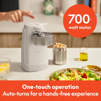 bella Electric Can Opener and Knife Sharpener, Multifunctional Jar and Bottle Opener with Removable Cutting Lever and Cord Storage, Stainless Steel Blade, Oatmilk