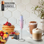 Zulay Kitchen Powerful Milk Frother Wand With 4 AA Duracell Batteries - Ultra Fast Handheld Drink Mixer - Electric Whisk Foam Maker for Coffee, Lattes, Cappuccino, Matcha & Creamer -