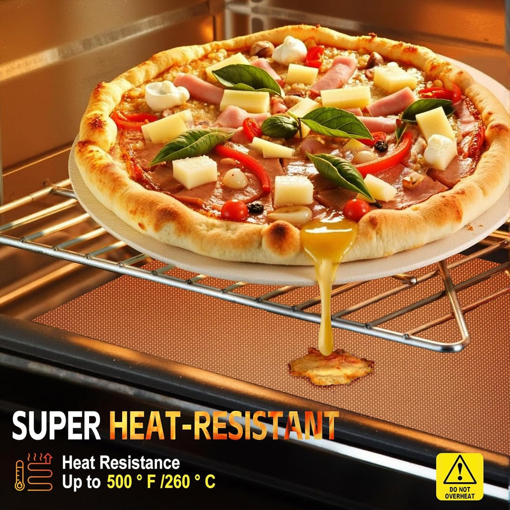 2 Pack Oven Liners for Bottom of Oven, 17"x25" Heavy Duty Non-Stick Oven Liner Mat, Reusable Heat Resistant Grill & Baking Mat, BPA/PFOA Free Roaster Liners, Fits Electric, Gas, Toaster Ovens (Black)