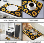 Dish Drying Mat Foldable Fall Kitchen Drying Mat Absorbent Sink Mat Multi-Purpose Coffee Pad Easy To Clean,Kitchen Gadgets,sunflower decor(sunflower) (12inches*16inches)
