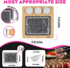 Artestia Professional Steak Stone Grill Set - 2pcs Natural Granite Cooking Stones for Indoor & Outdoor BBQ Hibachi - Heat-Resistant Stones (2 Granite Stone+1 Bamboo Tray+3 Sauce Bowls)