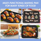 TeamFar Toaster Oven Pan with Rack, 12.5 x 9.7 x 1” Coated Carbon Steel Cookie Baking Pan Tray with Cooling Rack, for Baking/Roasting/Cooling, Healthy & Heavy-Duty, Non-Stick & Easy Clean
