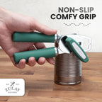 Zulay Kitchen Heavy Duty Stainless Steel Can Opener Manual with Bottle Opener - Rust Proof Manual Can Opener With Turn Knob & Comfy Soft Grip Handles - Pine Green