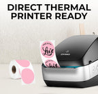 Perco Pink 2-Inch Perforated Circle Dot Thermal Sticker Labels — 300 Stickers/Roll, Direct Thermal Printer Compatible—with Permanent Adhesive for Organizing, Color Coding, Bin Labeling—Made in USA