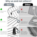 2Pack Stainless Steel Sink Protectors for Kitchen Sink, 13.12’’x11.6’’ Sink Protector Grid with Rear Drain, Rust Resistant Sink Grate for Bottom of Kitchen Sink with 2Pack Sink Drain Strainer
