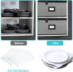 Quilted Platter Storage Case 2PACK-Fine China Storage Containers Hard Shell for Organizing,Stackable Plate Storage Containers with 8 Felt Dividers,dinnerware Storage,Moving Box,Moving Supplies
