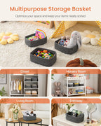 Small Woven Basket, 12 x 8 x 4.5 Inches, Storage Basket for Organizing, Cute Small Rope Shelf Closet Cube Storage Bins Baskets for Shelves, Dog Toy Gift Baskets Empty, 3 Pack Mixed Black