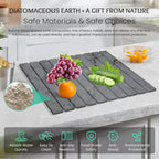 Stone Dish Drying Mat Collapsible Diatomaceous Earth Absorbent Mat Quick Dish Drying Pad Dish Rack Pad Match Any Counterto Multiple Usage for Kitchen,Bathroom (Dark-Gray Marble Pattern, 24"L x 16"W)