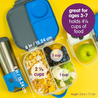 b.box Mini Lunch Box, Bento Box for Kids, Snack Container with 2 Leak Proof Compartments, Reusable Snack Containers with Lids, Kids Lunch Boxes Ages 3+, BPA Free, 4 1/4 Cup Capacity (Blue Slate)