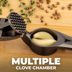 Zulay Kitchen Premium Garlic Press Set – Rust Proof & Dishwasher Safe Garlic Mincer Tool with Silicone Garlic Peeler & Brush, Easy Squeeze & Clean, Ergonomic Soft Grip Handle - Medium – Dark Gray