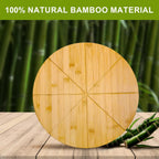 12" Round Cutting Board Pizza Cutting Board with Cutting Grooves Double Sided 12inch Bamboo Wooden Pizza Tray Serving Platter Pizza Oven Accessories Pizza Prep Board Paddle Circular Circle