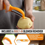 Spring Chef Premium Stainless Steel Swivel Potato Peelers for Kitchen, Metal Vegetable Peelers with Comfortable Handle for Apple, Cucumber, Veggie, Fruit, Carrot, Dishwasher Safe - Set of 2 - Mango