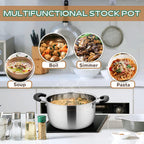 LIANYU 3QT Stainless Steel Stock Pot, Cooking Soup Pot with Lid, Heavy Duty Pasta Stockpot for Strew Simmer Boiling, Heat-proof Handle, Dishwasher Safe