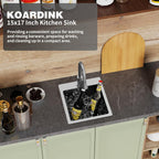 Kitchen And Bar Sink, 15x17 Inch Stainless Steel Drop In Kitchen Sink Modern Single Bowl Topmount Bar Sink Combo-Silicon Mat,Drain Strainer Set Compatibility With Various Kitchen & Bar Style