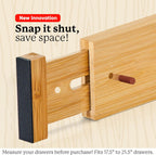 Night Tree Expandable Bamboo Drawer Dividers – Spring-Loaded Wooden Organizers for Clothes, Kitchen Utensils, Bathroom, and Dresser Drawers (18" to 20")