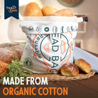 Think4Earth® – Cotton Linen Bread Bag Organic - Reusable Bags for Homemade Loaf Gift Giving - Bread Container for Large Sourdough Loafs – Countertop Cloth Storage and Transport Solution.