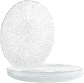 Vikko Salad Plate, Set of 4 Glass Plates, 8.5 Inch Dessert, Salad, Appetizer Plate, Elegant Textured Glass Design, Stackable Plates, Dishwasher Safe