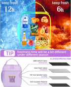 Initial Insulated Lunch Bag for Girls Kids, Back to School Gift, Reusable Leak-proof Lunch Box with Adjustable Strap for School Daycare Travel Picnic (Purple,W)