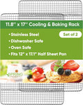 Spring Chef 11.8 x 17 Inch Stainless Steel Cooling Racks for Cooling & Baking - Oven Safe - Wire Roasting Racks for Oven Use - Fits Half Sheet Cookie Pan - Dishwasher Safe - Set of 2