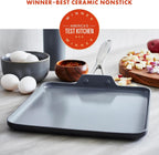 GreenPan Valencia Pro Hard Anodized Healthy Ceramic Nonstick 11" Griddle Pan, PFAS-Free, Induction, Dishwasher Safe, Oven Safe, Gray