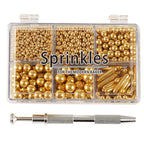 Kasvan Gold Mix Sugar Sprinkles - Edible Candy Pearls with 4-Claw Sprinkle Pen,118g/4.16 Oz, Gift Box Pack, Baking Cake Decorations, Ice Cream Toppings and Cookie Decorating, Wedding Party Chirstmas Supplies
