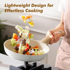 SENSARTE Ceramic Nonstick Frying Pan Skillet 9.5Inch Non Stick Omelette Pans, Non-toxic Healthy Kitchen Cooking Chef's Pan, Free of Intentionally Added PFOA/PFAS/PTFE, Induction Compatible, White