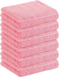 Homaxy 100% Cotton Terry Kitchen Towels(Pink, 13 x 28 inches), Checkered Designed, Soft and Super Absorbent Dish Towels, 6 Pack
