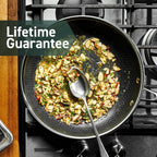 HexClad Hybrid Nonstick 8-Inch Frying Pan with Tempered Glass Lid, Stay-Cool Handle, Dishwasher-Friendly, Oven-Safe Up to 900°F, Induction Ready, Compatible with All Cooktops